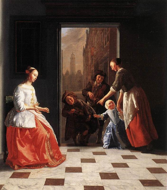 OCHTERVELT, Jacob Street Musicians at the Doorway of a House dh Germany oil painting art